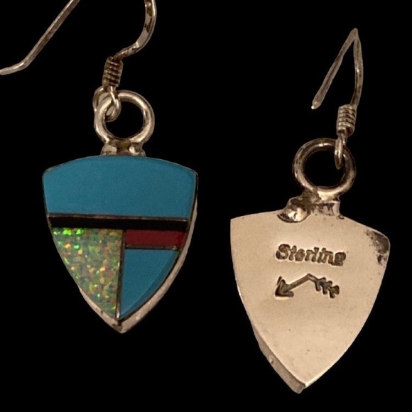 Southwest Multi-stone Inlay Earrings - New without tags - Picture 2 of 5